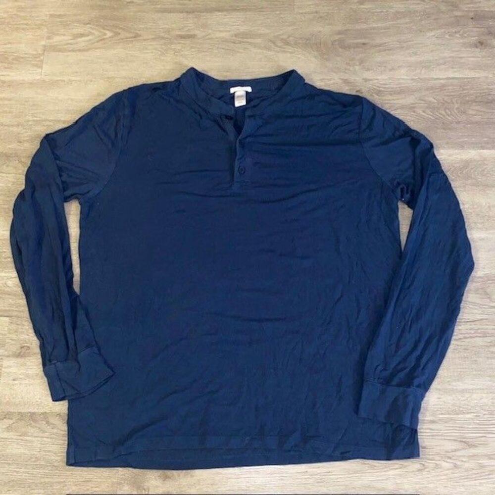 Eberjey Pajama Top Womens Size Medium Blue Henley Long Sleeve Modal Stretch